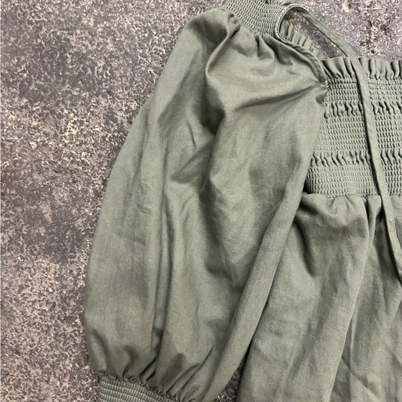 Free People This is Everything Denim Smocked Mini Dress Women’s Small Green NWT - Picture 12 of 12